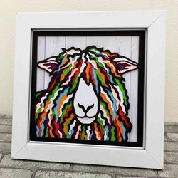 Cotswold Sheep 3D Layered SVG For Cardstock/ Colorful Sheep  Multilayer SVG/ Farm Animal Mandala Pop Art/ 3D Papercraft