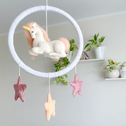 Unicorn baby girl mobile Unicorn nursery decor Unicorn ornament Pegasus canopy mobile baby Unicorn birthday gifts