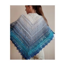 Handmade crochet lace triangle shawl, gradient shawl, triangle scarf shawl
