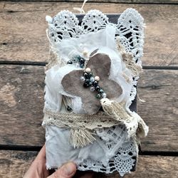 Lace junk journal Cottage journal Vintage fabric junk journal for sale Homemade roses junk book Country complete