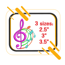 Musical notes embroidery design