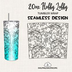 Floral Burst tumbler template / 20 Oz Hobby lobby Tumbler Wrap / Seamless design - HL5