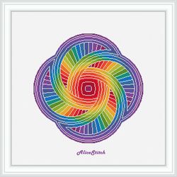 cross stitch pattern mandala 4 circles entity rainbow abstract magic alchemy spectrum counted crossstitch patterns pdf