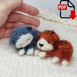 Tiger cub & kitten 2 in 1 knitting pattern. English and Russian PDF.