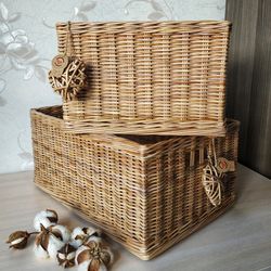 Beige Wicker Basket, baskets for dressing room, Laundry basket, Shoe basket, basket for mudroom cubbies, custom size