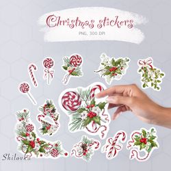 christmas stickers printable. christmas digital file png