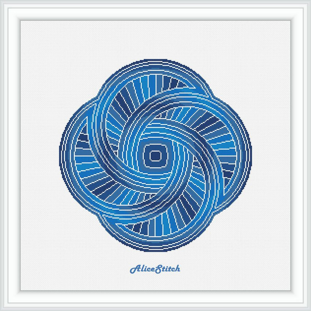 Cross Stitch Pattern Mandala 4 Circles Entity Abstract Monochrome Magic Alchemy Red Blue Counted Crossstitch Pattern PDF 5