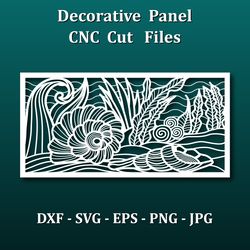 /Wall art panel laser cut files. Ocean underwater world. Files for laser CNC cutting, engraving. Home interior decor