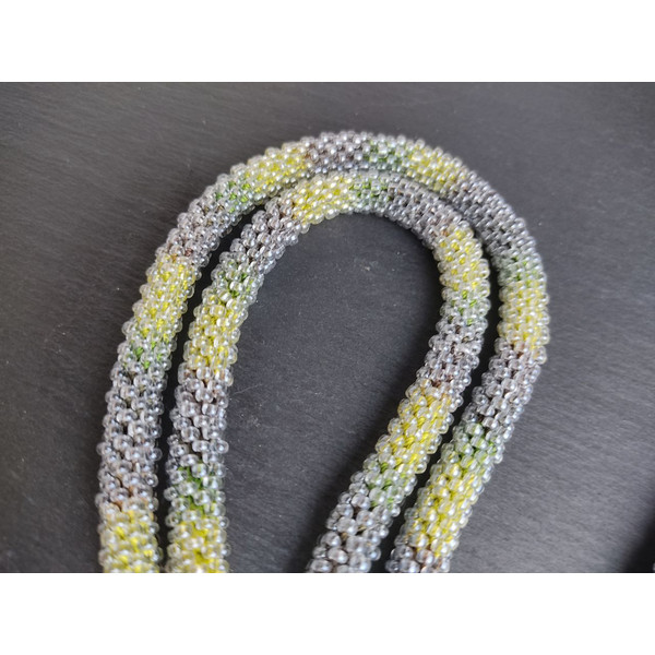 long green crochet beaded cord necklace 2.jpg