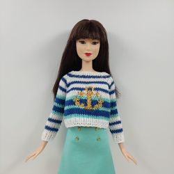 Barbie doll clothes stiped anchor sweater