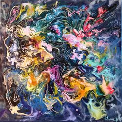 abstract woman oil painting art original canvas spring love girl man artist svinar oksana