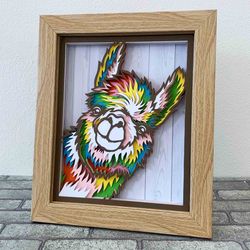 Peeking Llama 3D Layered SVG For Cardstock/ Colorful Alpaca  Multilayer SVG/ Farm Animal Mandala Pop Art/ 3D Papercraft