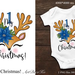 My First Christmas Sublimation, Christmas Deer Sublimation