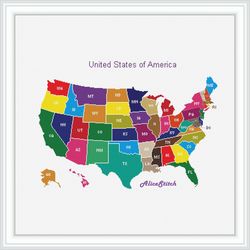 Cross stitch pattern map United States America USA country sampler patchwork counted crossstitch patterns/ Download PDF