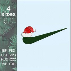 Nike Christmas hat Embroidery Design, New Year swoosh logo