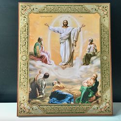 Icon of the Transfiguration Explained | Icon on wood | Gold foiled | 15 7/8 x 13 1/8 inches (40x 33 x 2cm)