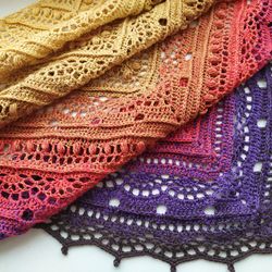 Triangle crochet women scarf, hand crochet lace shawl, gradient shawl