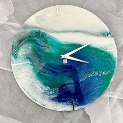 Gradient art clock is unique wall ombre clock,  resin wall clock, agate clock, geode clock with natural stone