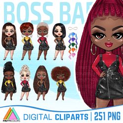Boss Babe Clipart Bundle - African American Fashion Doll