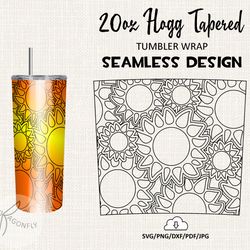 sunflower Burst tumbler template /20 Oz HOGG Tatered Tumbler Wrap / Seamless design - HTL39