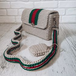 Crochet pattern bag with stripes PDF digital instant download, women crossbody, Small crossbody purse, handbag