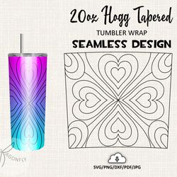 Hearts Burst tumbler template / 20 Oz HOGG Tatered Tumbler Wrap / Seamless design - HT4