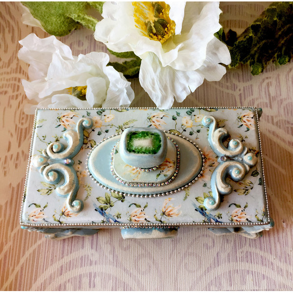Blue Jewelry Box, Beautiful decor Proposal ring box, Jewellery Storage, Treasure box, Keepsake box, box with lid (6).JPG