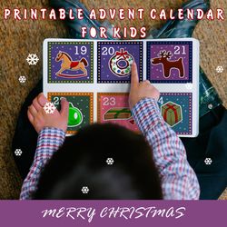 Printable Advent Calendar For Kids, Printable Christmas Card EPS, PDF, PNG, JPG