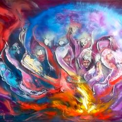 Outer Space Art Original Oil Painting Impasto Universe Angels Cosmos Artist Svinar Oksana