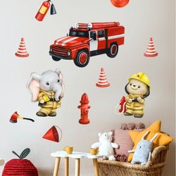 Fire Brigade Peel and Stick Wall Decal for Kids room Decal Bathroom Interior Design, Vinyl Stickers and decals