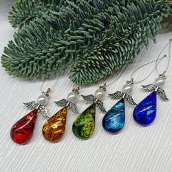 Mini Angels holiday gift set. Angel ornaments for colorful Christmas. Christmas tree angel
