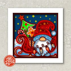 8x8 christmas shadow box with santa claus svg
