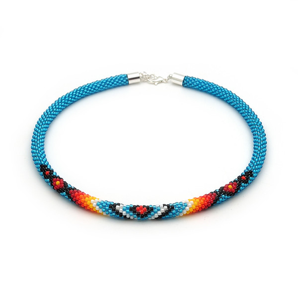 Blue necklace in ethnic style