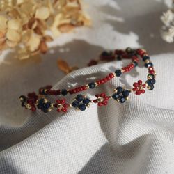 Red blue bracelets Dainty bracelet Delicate jewelry Royal jewelry Beauty jewellery Handmade jewelry Beaded bracelets