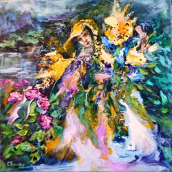 Abstract Mother Nature Woman Art Original Painting Canvas Artist Svinar Oksana