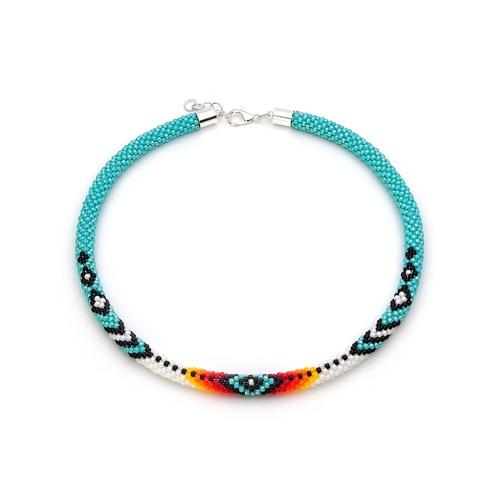 ethnic crochet beaded necklace