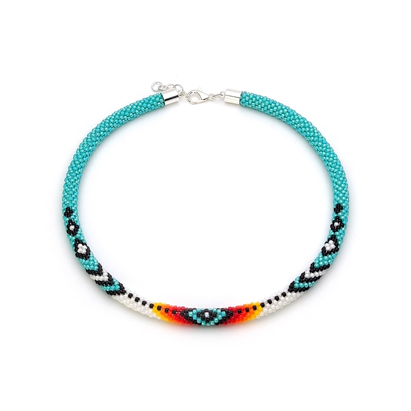 ethnic crochet beaded necklace