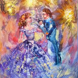 Oil Painting Loving Dance Woman Men Love Light Art Original Artist Svinar Oksana