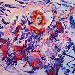 girl love dance abstraction painting original art canvas artist svinar oksana