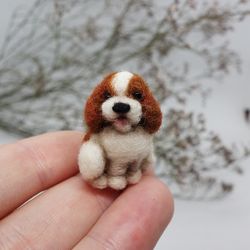 Miniature needle felted Cavalier King Charles spaniel, ships from the USA