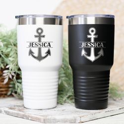 Personalized Monogram Anchor tumblers Boat gift Boat accessories tumbler Boating gifts Nautical gifts Boat captain gifts