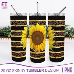 Sunflower Tumbler Sublimation Wrap - Leopard Pattern