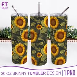Vintage Sunflower Tumbler Sublimation Wrap - Glitter Pattern