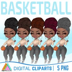 Basketball Clipart Set - Sport African American Girl