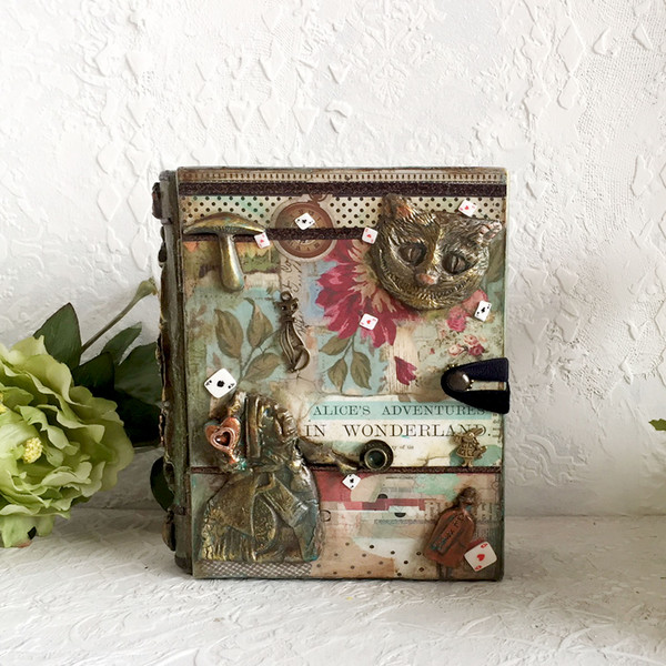 Wooden book box,Tarot cards box,Alice in Wonderland,Mad Hatter box,White rabbit Box (1).JPG