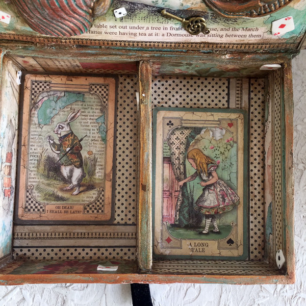 Wooden book box,Tarot cards box,Alice in Wonderland,Mad Hatter box,White rabbit Box (11).JPG
