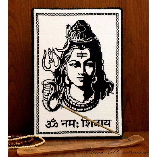 Shiva Embroidery. Cross Stitch Pattern. Beginner Embroidery. Indian God Mahadev. Shiva Mahadev. Indian Wall Decor. Hinduism. Hindu Goddess.jpg