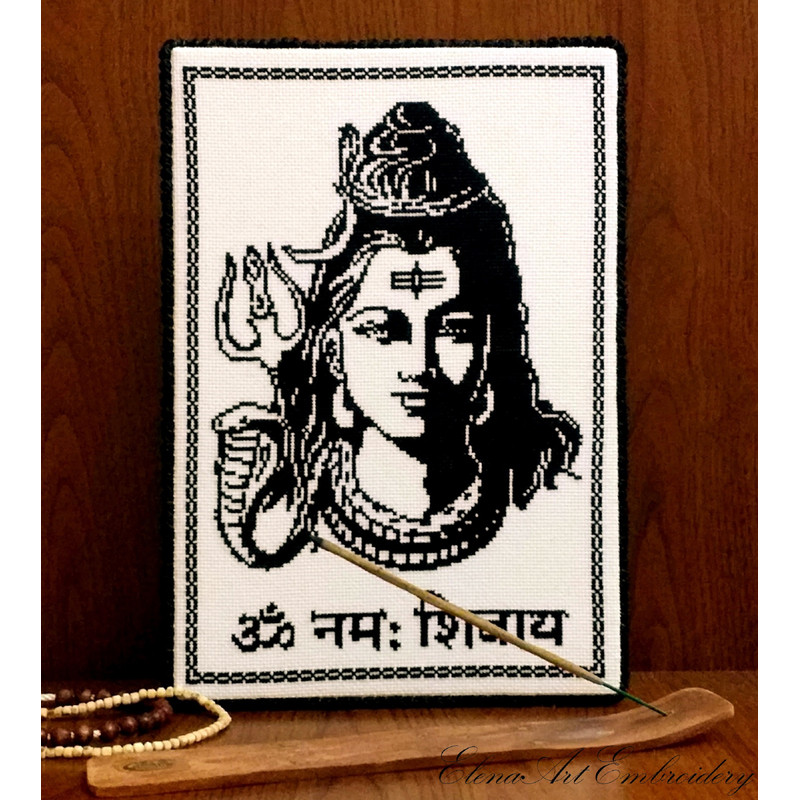 Shiva Embroidery. Cross Stitch Pattern. Beginner Embroidery. Indian God Mahadev. Shiva Mahadev. Indian Wall Decor. Hinduism. Hindu Goddess.jpg