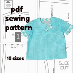 Polo shirt for children pdf pattern for child, fit from 1 to 9 years, child shirt, polo for children, toddler polo shirt