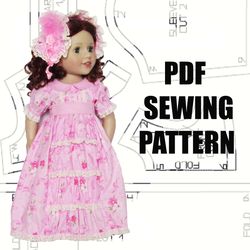 Pdf pattern Australian girl doll, doll dress, doll bonnet, Australian doll sewing pattern, Australian girl doll clothes